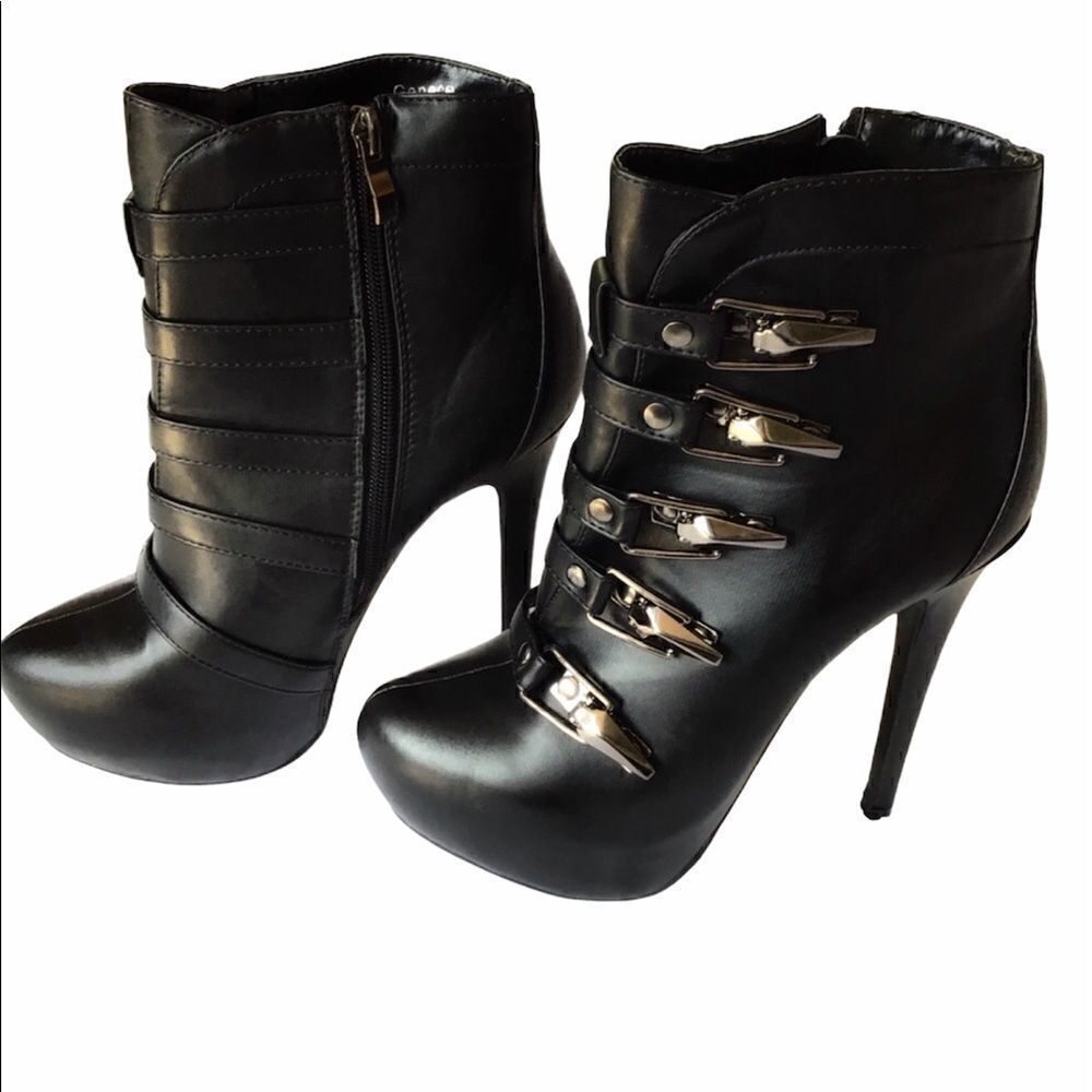Paper Fox Genece Stiletto Buckle Ankle Boots